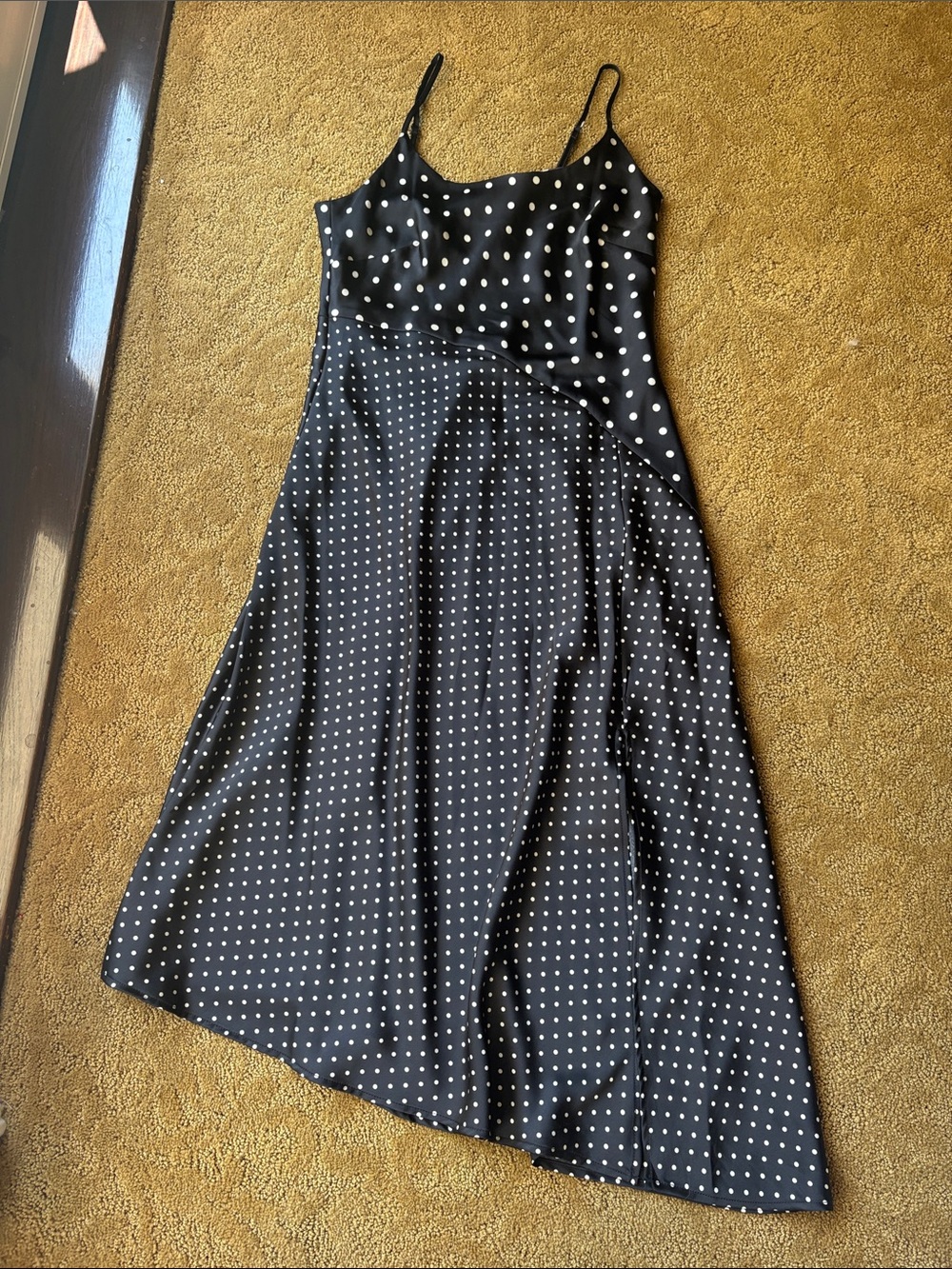 a new day Black and White Polka Dot Midi Slip Dress